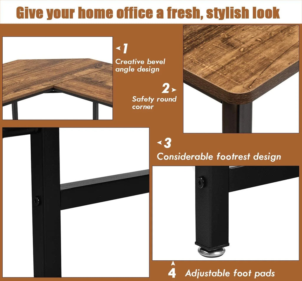 66 Inch L-Shaped Computer Desk with CPU Stand R631769