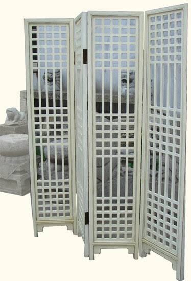 Antique White Carved Room Divider Q451