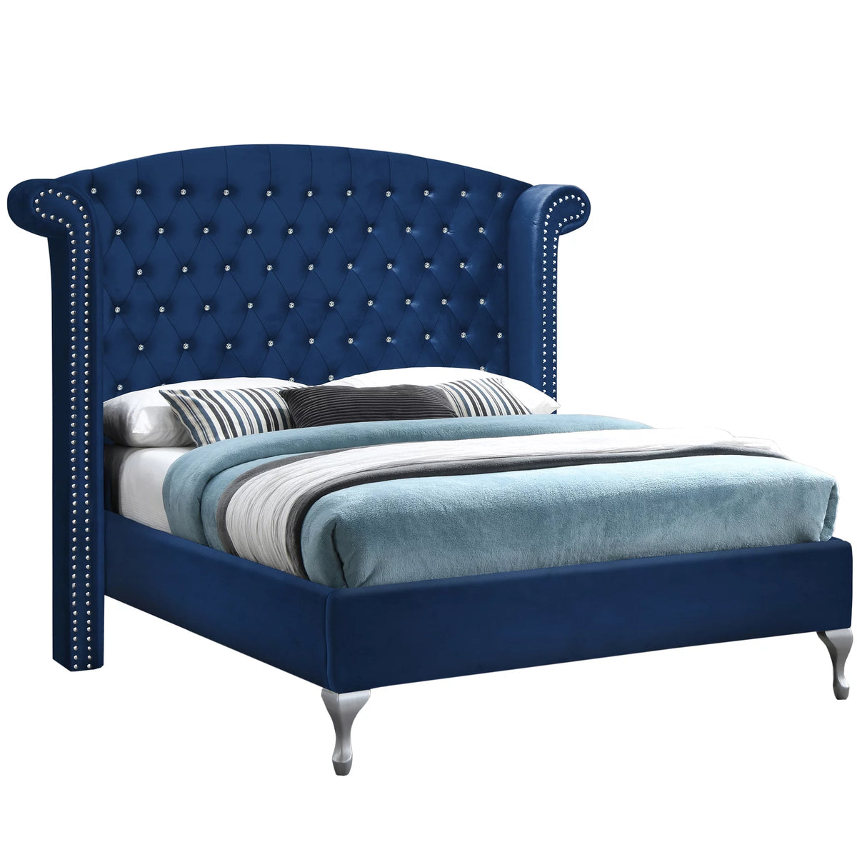 Blue Velvet Queen Platform Bed I938134