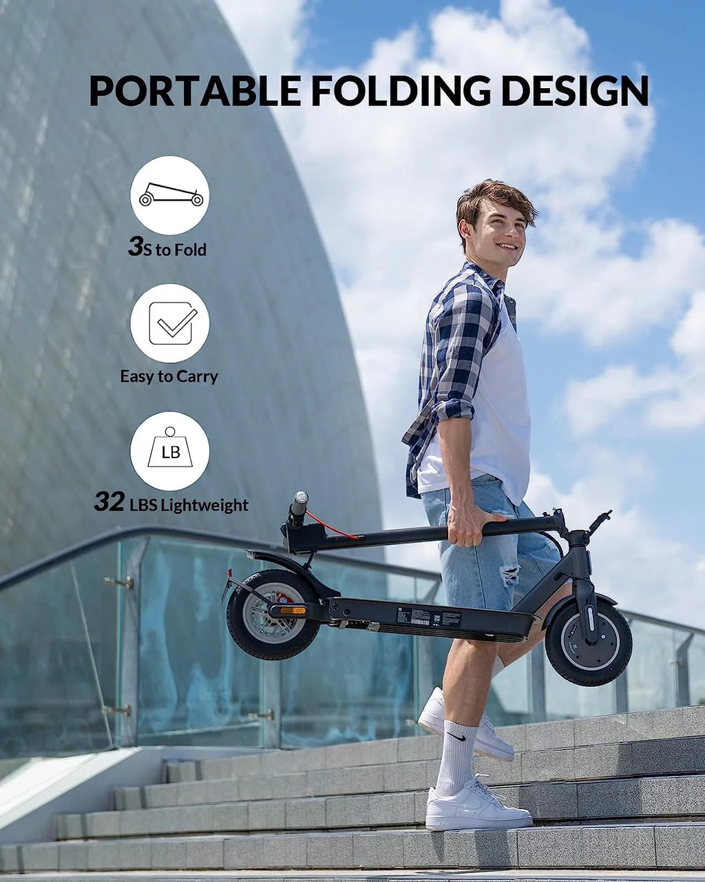 350W Foldable Electric Scooter with 10 Solid Tires W32154