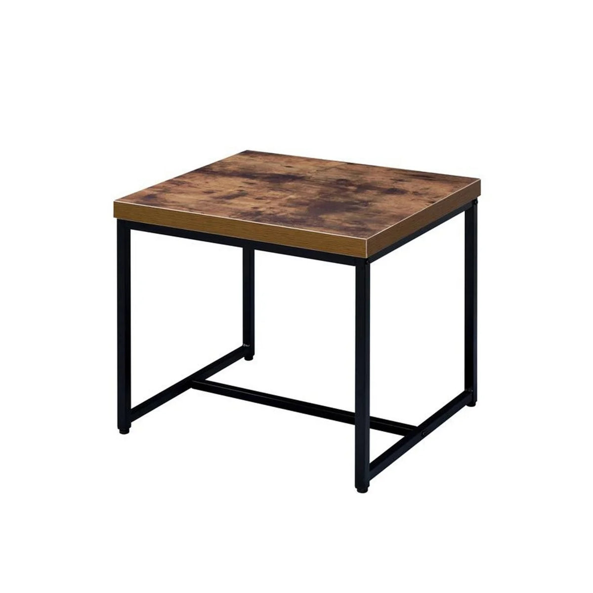 Brown and Black Wood and Metal End Table X296
