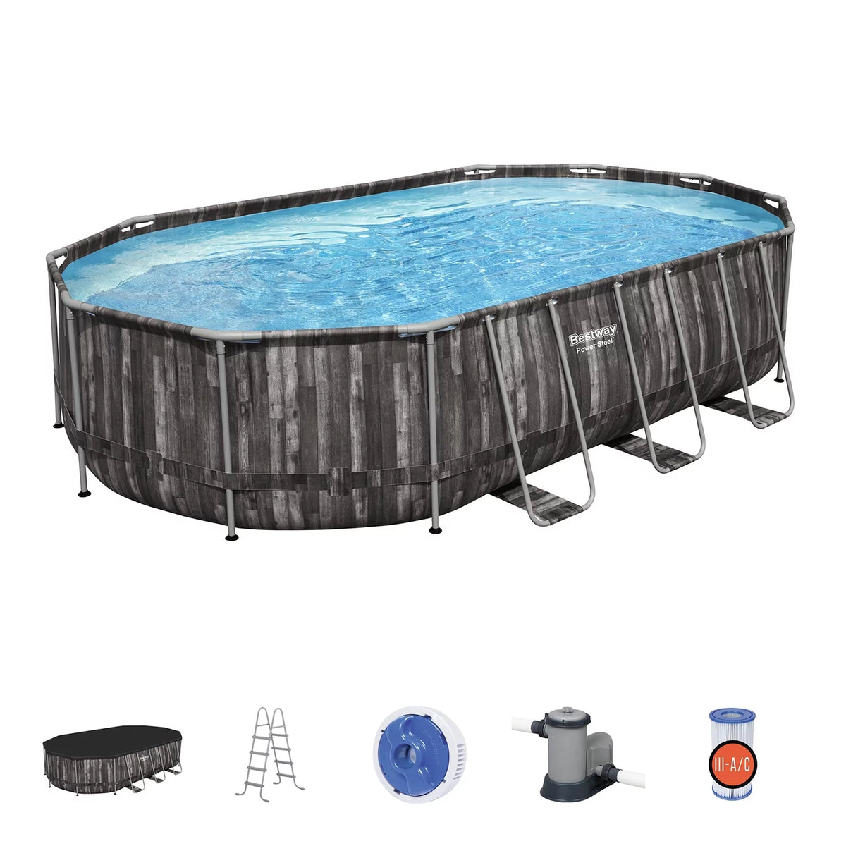 20' x 12' x 48 Oval Above Ground Swimming Pool Set S676