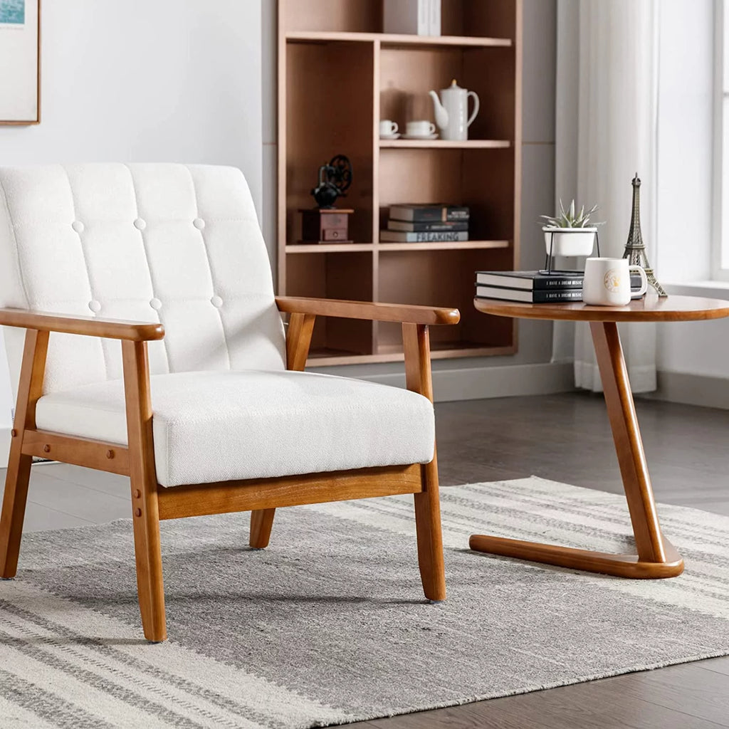 Mid Century Modern Accent Chair Set of 2 with Side Table Z7352