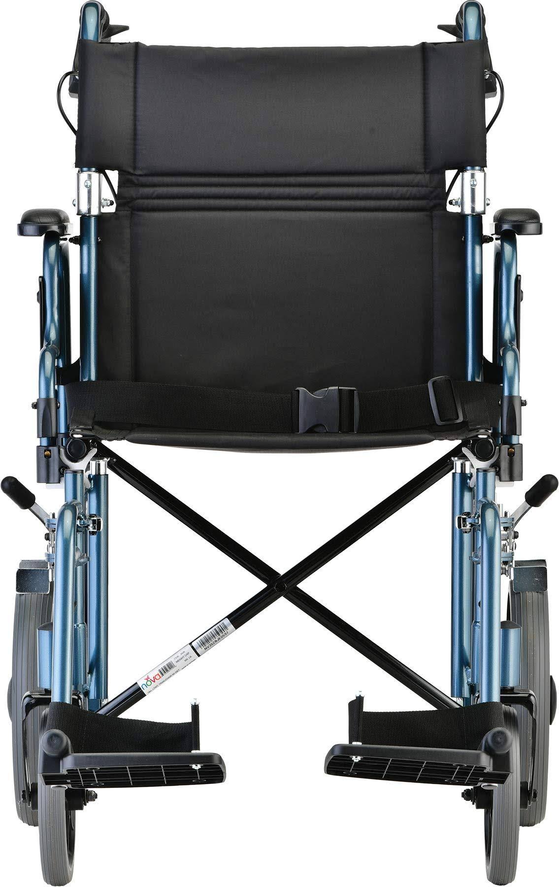 Lightweight Transport Chair with 12” Rear Wheels Blue C3868
