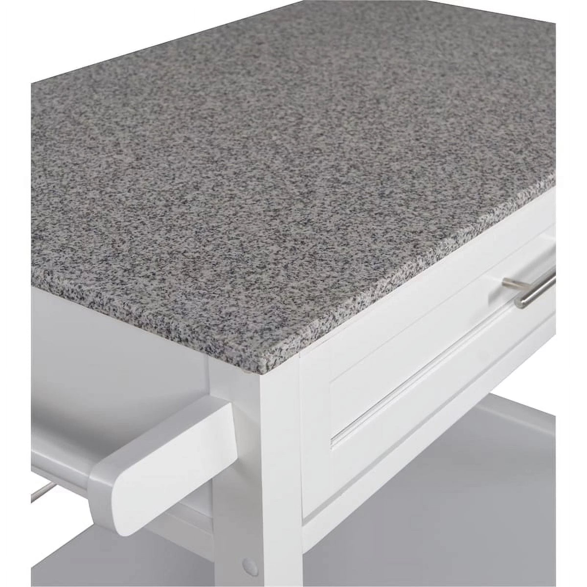 Wood Granite-Top Kitchen Cart in Bright White W852269