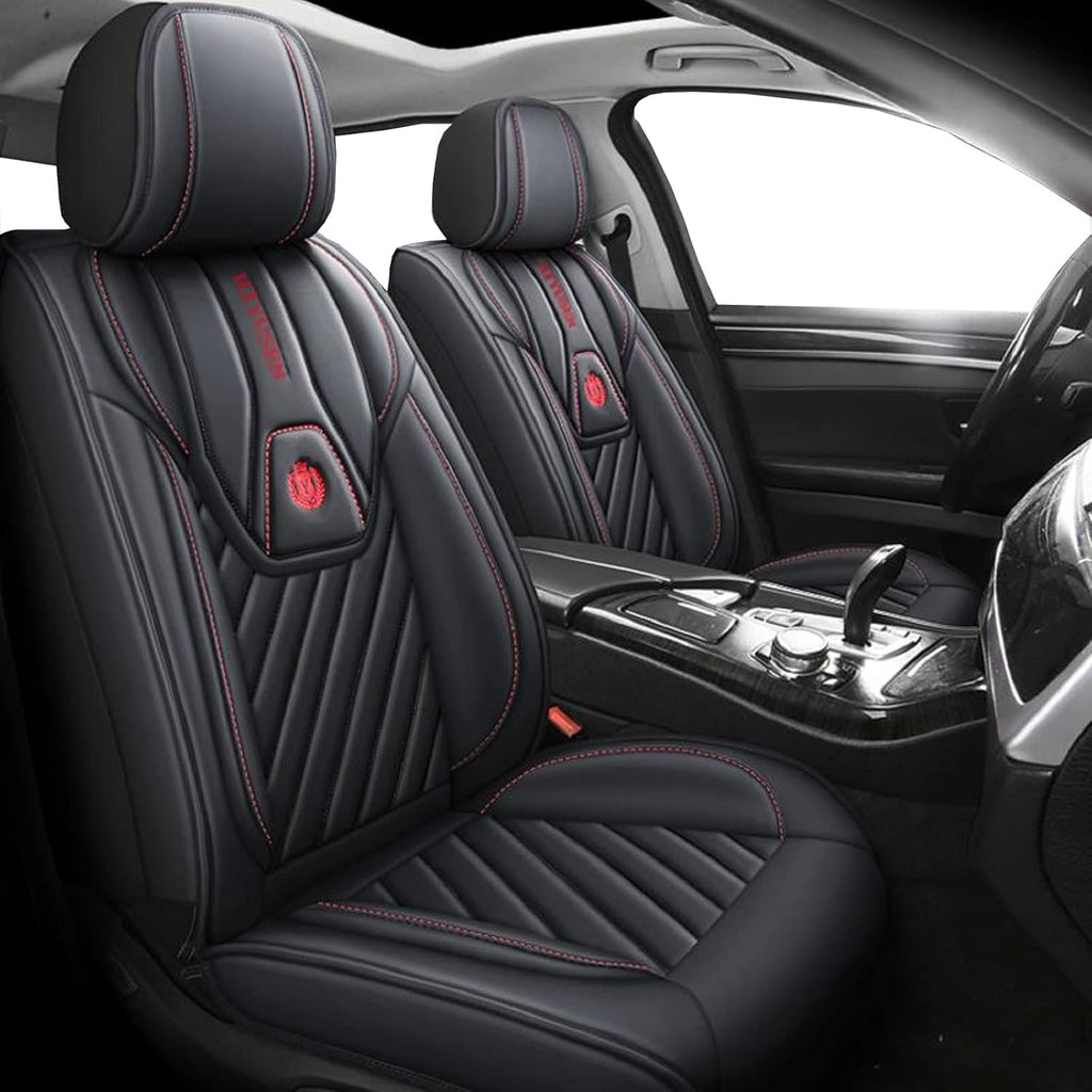 Black 5 Seats Universal Leather Car Seat Covers Full Set P103