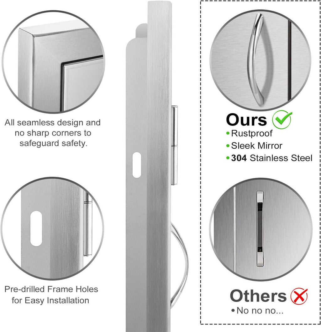 24W x 24H Inch Stainless Steel Double Wall Outdoor Kitchen Doors D487432