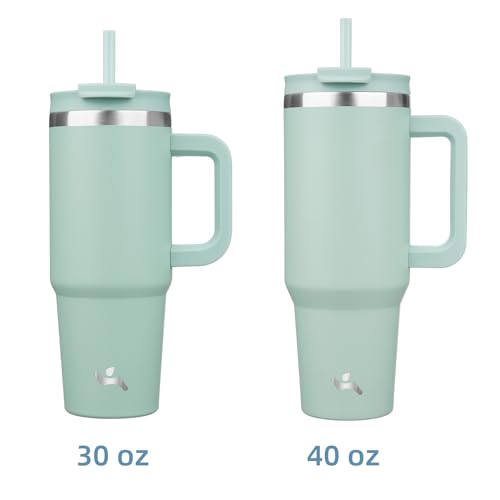 40 oz Insulated Stainless Steel Tumbler with Handle and 2 Straws I603