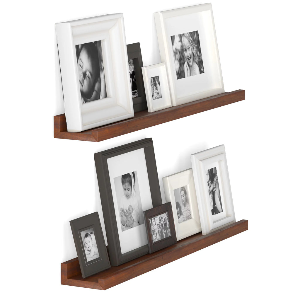 24" Walnut Wood Floating Shelves, Set of 2 S144