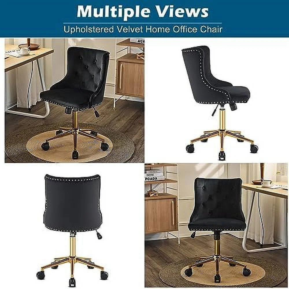 Olive Green Velvet Upholstered Armless Desk Chair W4265
