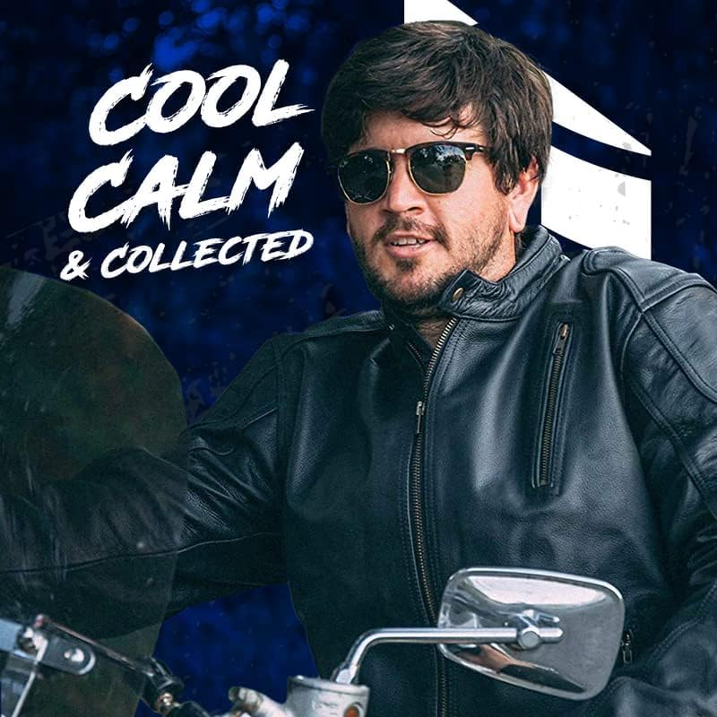 Leather Motorcycle Jacket with Armor H47604