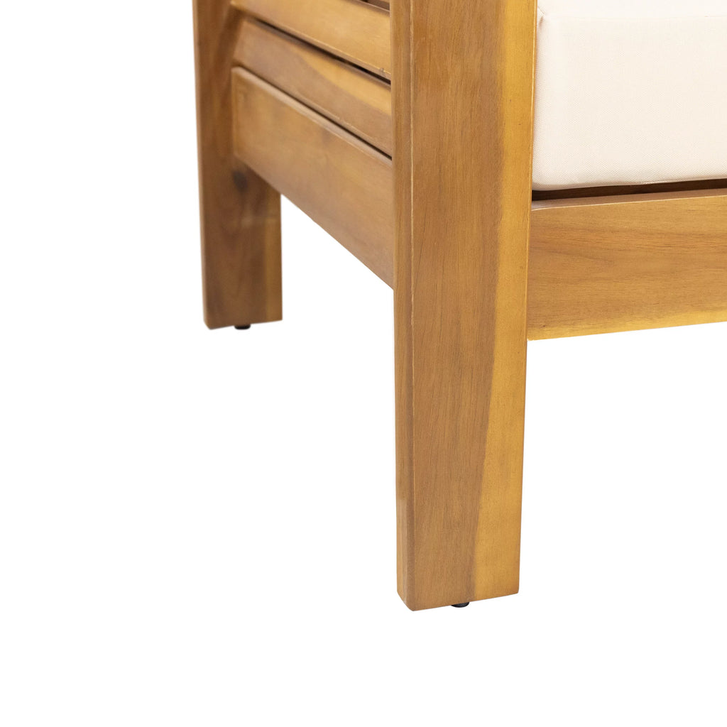 Acacia Wood Outdoor Loveseat and Coffee Table Set with Cushions O68840
