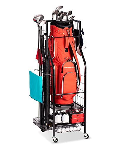 Golf Bag Storage Rack with Wheels B30826