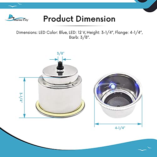Blue LED Light Cup Holder with Drain Stainless Steel Pack of 1 T58666