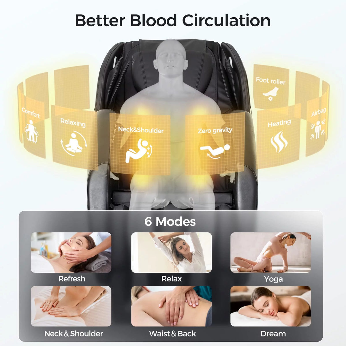 Black Full Body Zero Gravity Massage Chair E66354