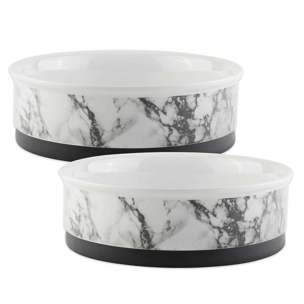 White Marble Pet Bowl Set of 2 T64387