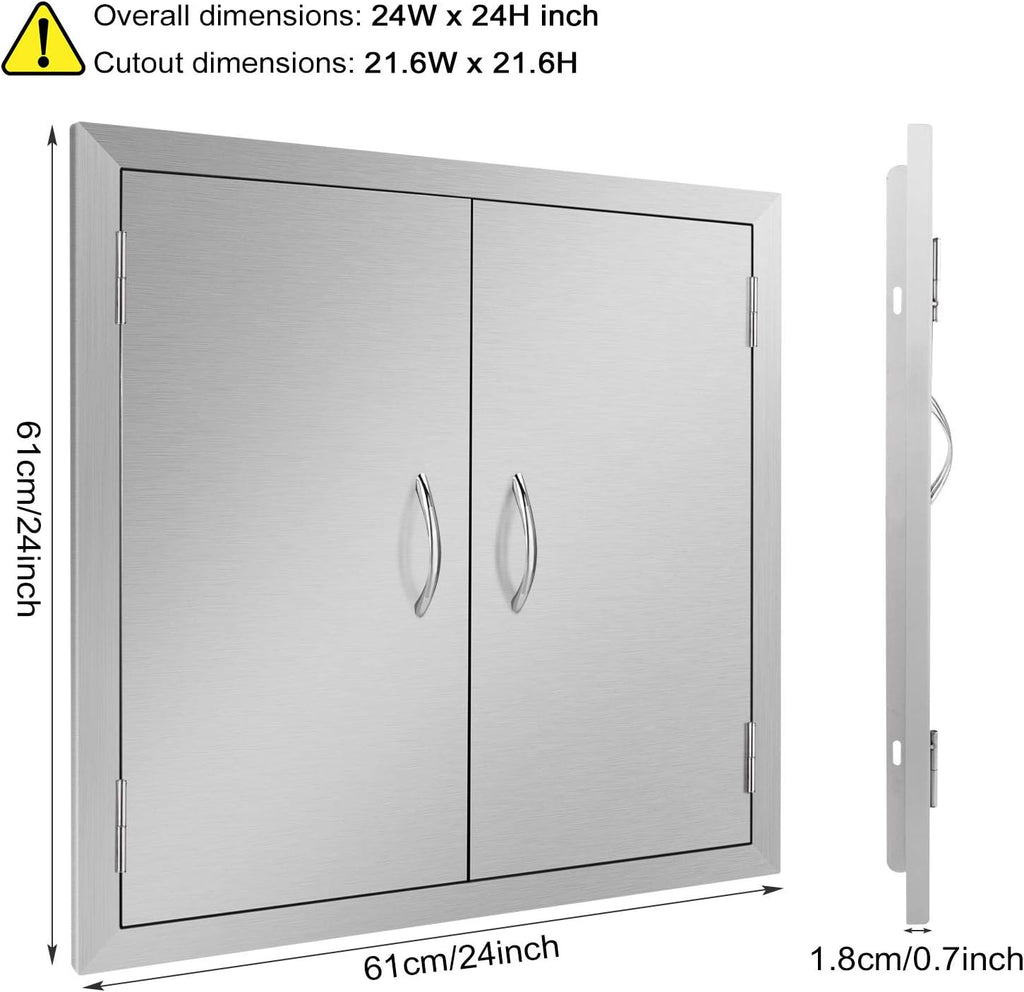 24W x 24H Inch Stainless Steel Double Wall Outdoor Kitchen Doors D487432