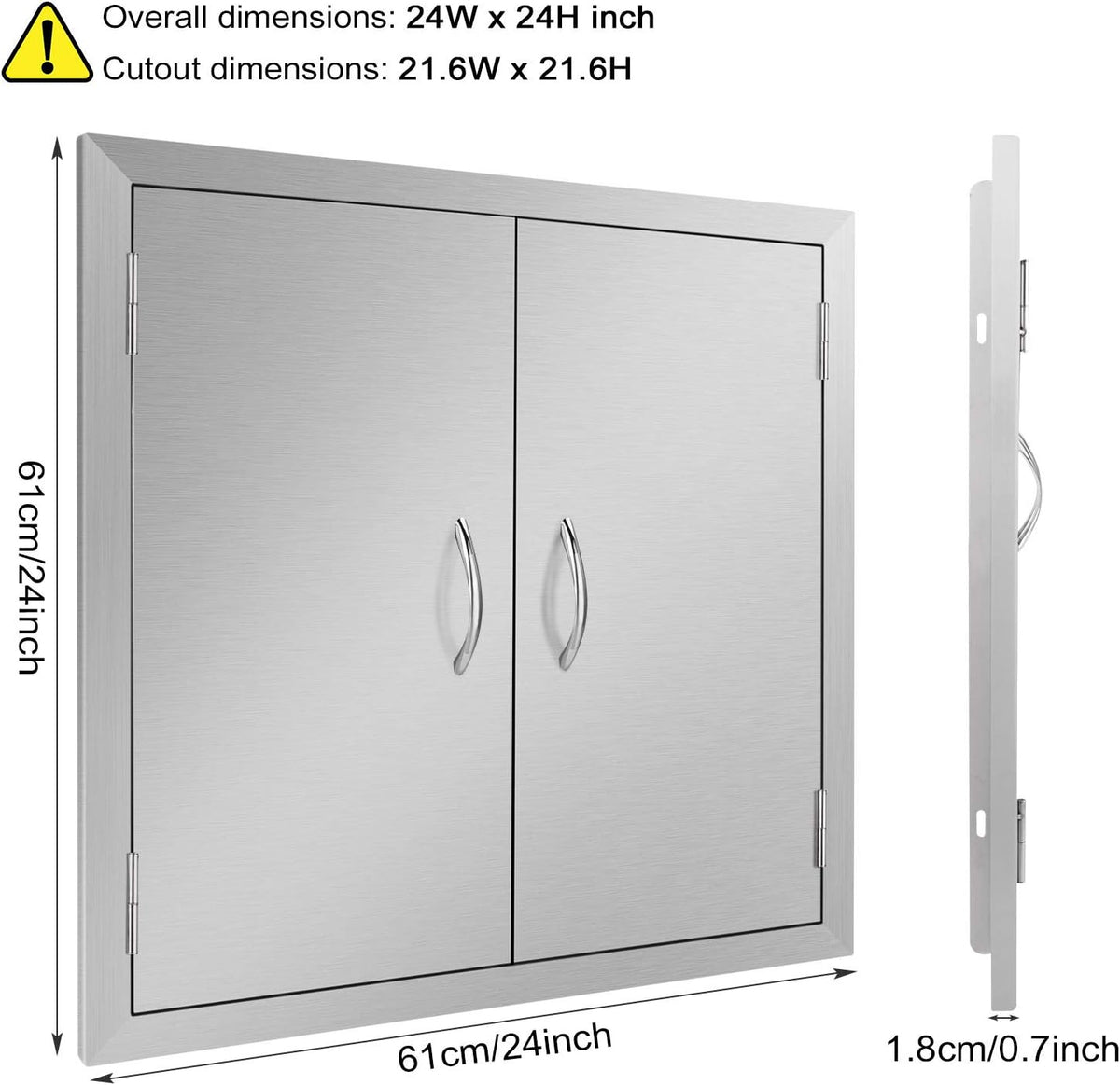 24W x 24H Inch Stainless Steel Double Wall Outdoor Kitchen Doors D487432