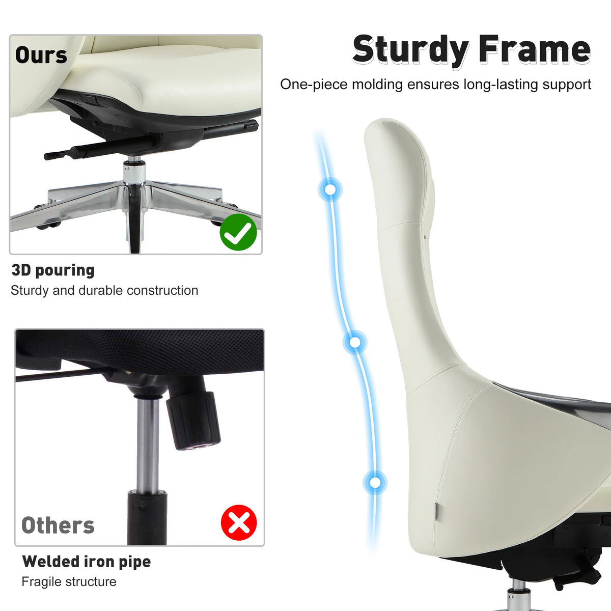 High Back Ergonomic Leather Office Chair with Adjustable Height and Tilt G64332