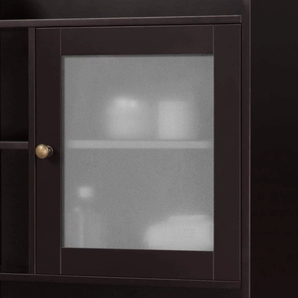Espresso Freestanding Bathroom Cabinet with Glass Door M929