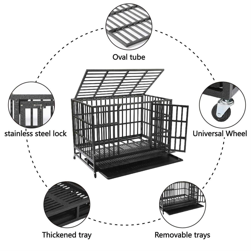 48 Inch Heavy Duty Dog Crate with Wheels J55807