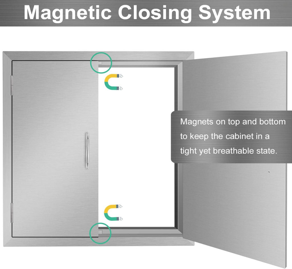 24W x 24H Inch Stainless Steel Double Wall Outdoor Kitchen Doors D487432