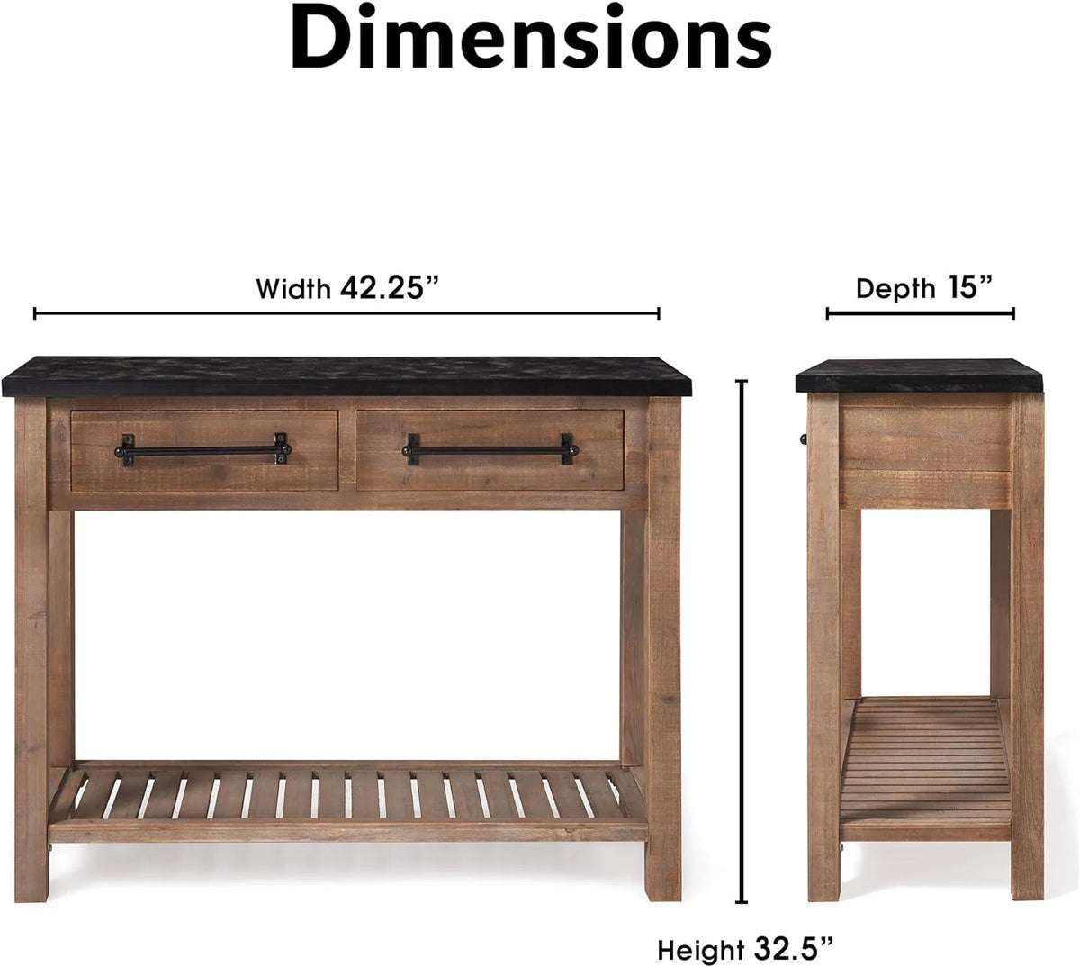 Brown Wooden Console 2 Drawers with Shelf Storage A64822