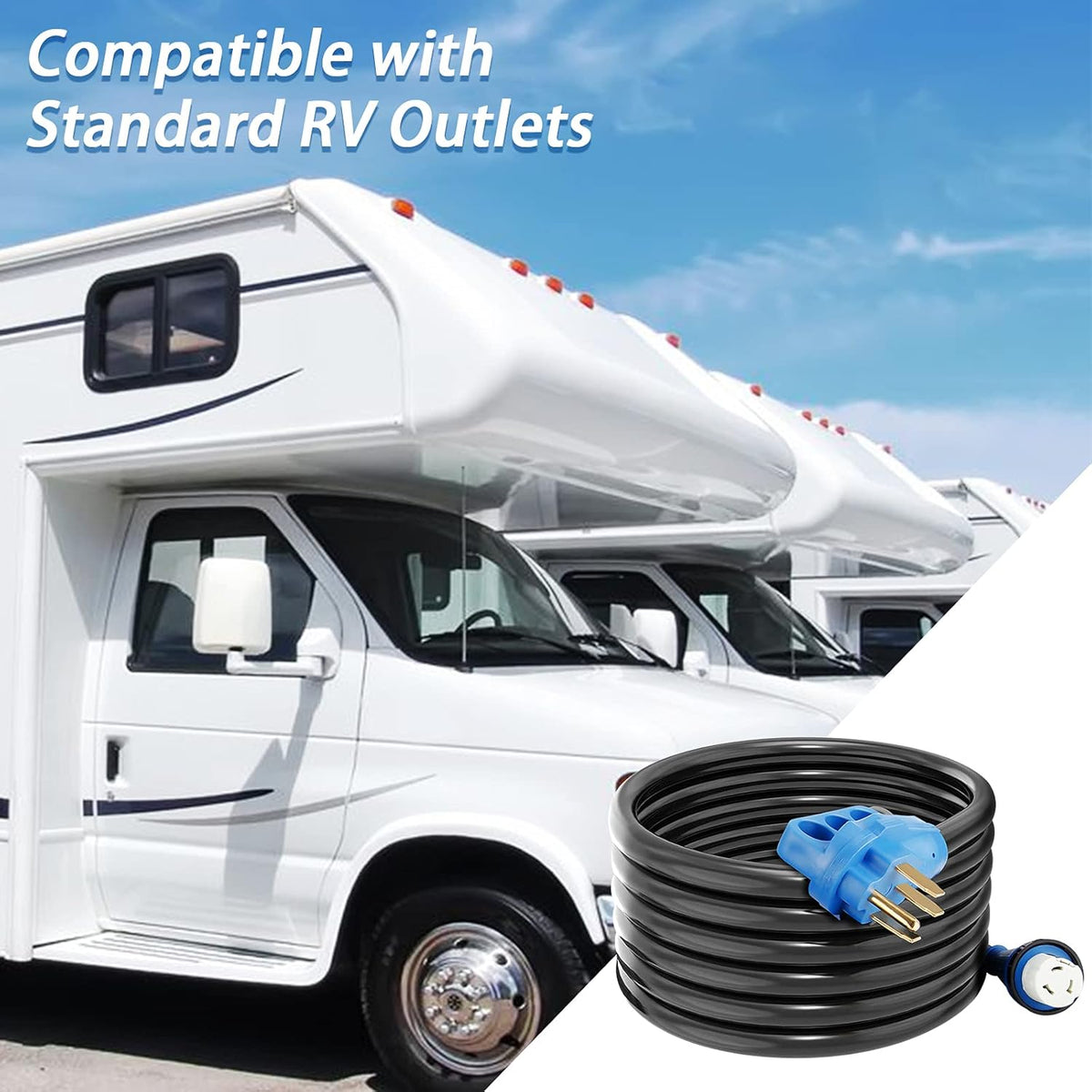 50 Amp 25 Feet RV Power Extension Cord Blue X65355
