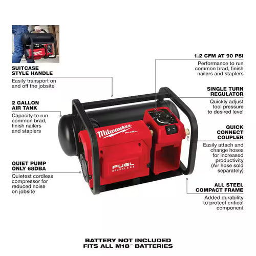 18-Volt Lithium-Ion Brushless Cordless Compact Quiet Electric Compressor I826