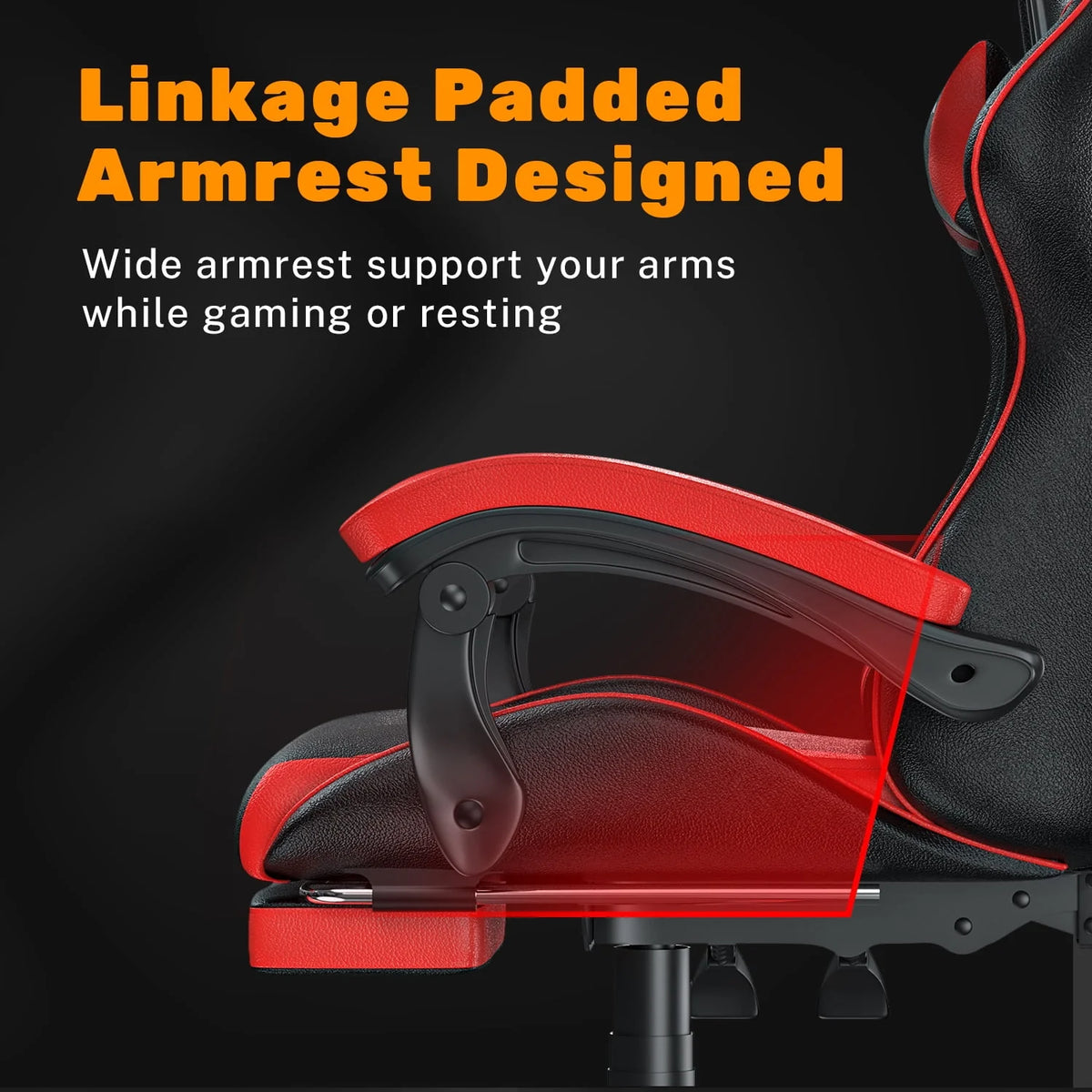 Pink Gaming Chair with Lumbar Support and Headrest L1527