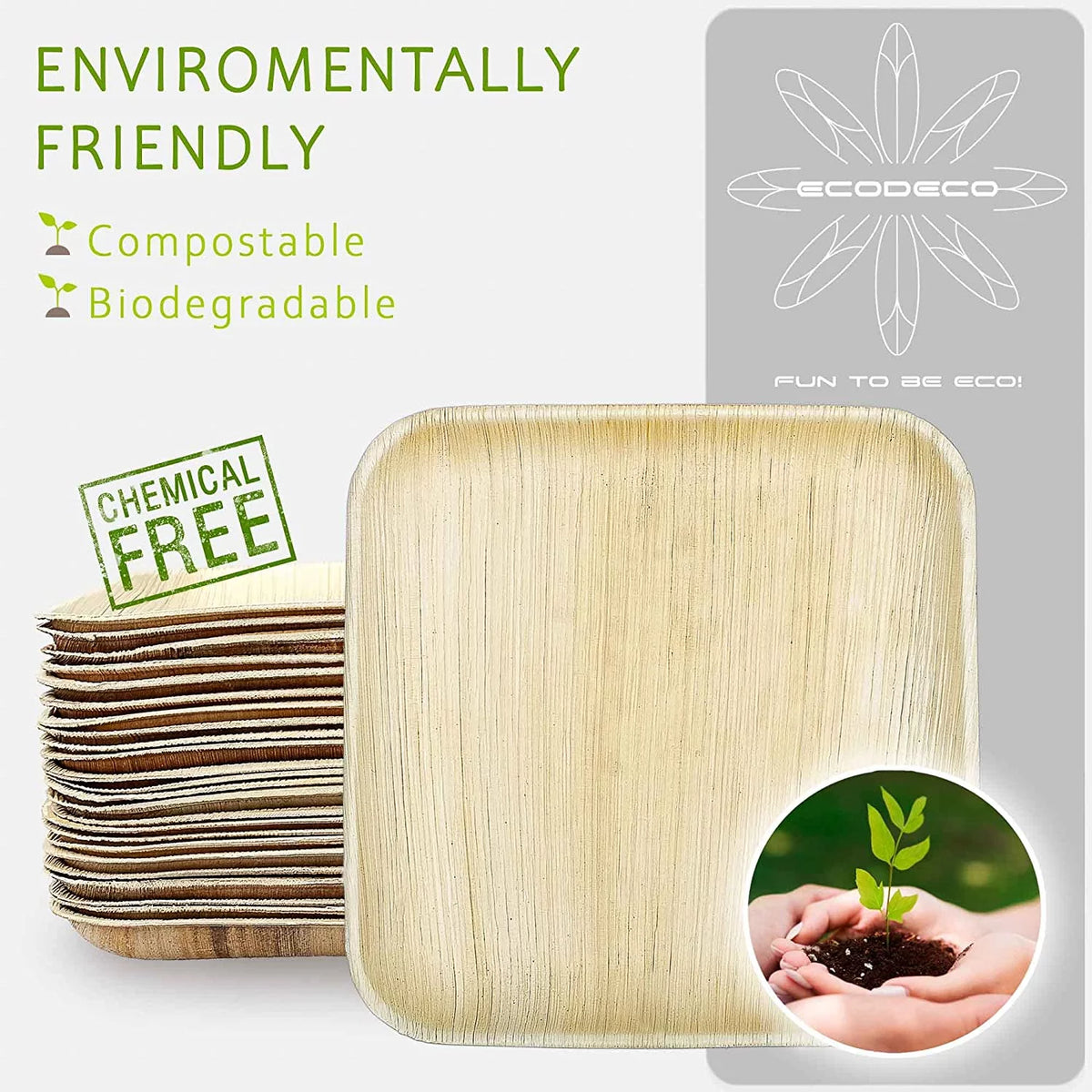 100 Palm Leaf 10 inch Disposable Plates W735
