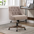 Beige Tufted Linen Swivel Office Chair B992719
