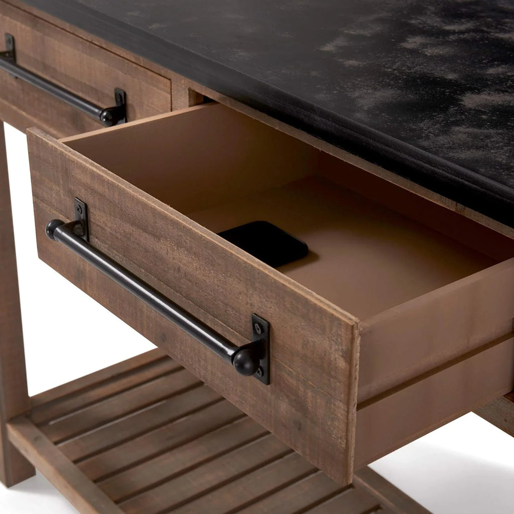 Brown Wooden Console 2 Drawers with Shelf Storage A64822