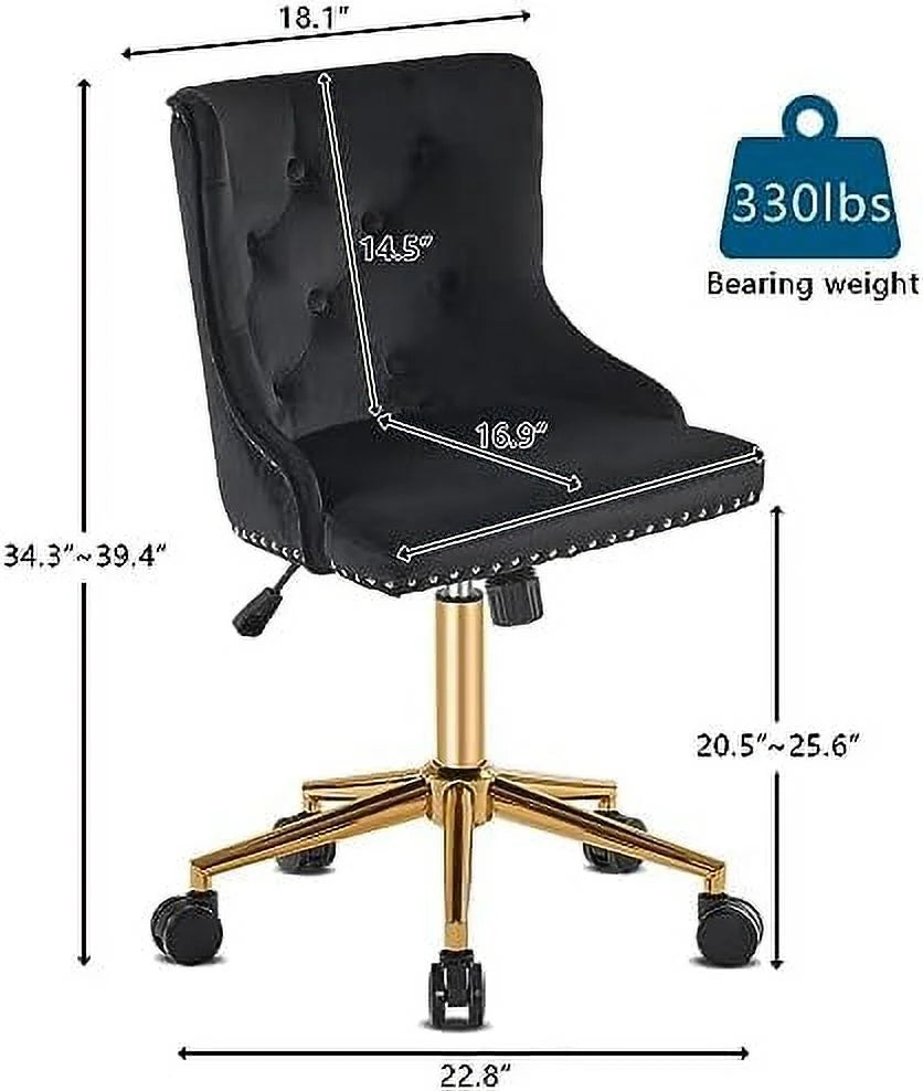Olive Green Velvet Upholstered Armless Desk Chair W4265