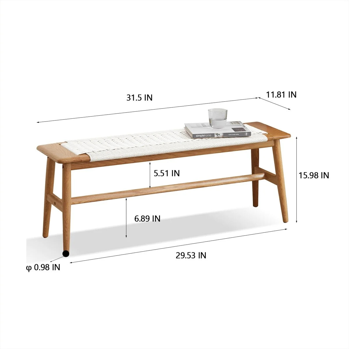 Natural Oak Wood Dining Bench O472