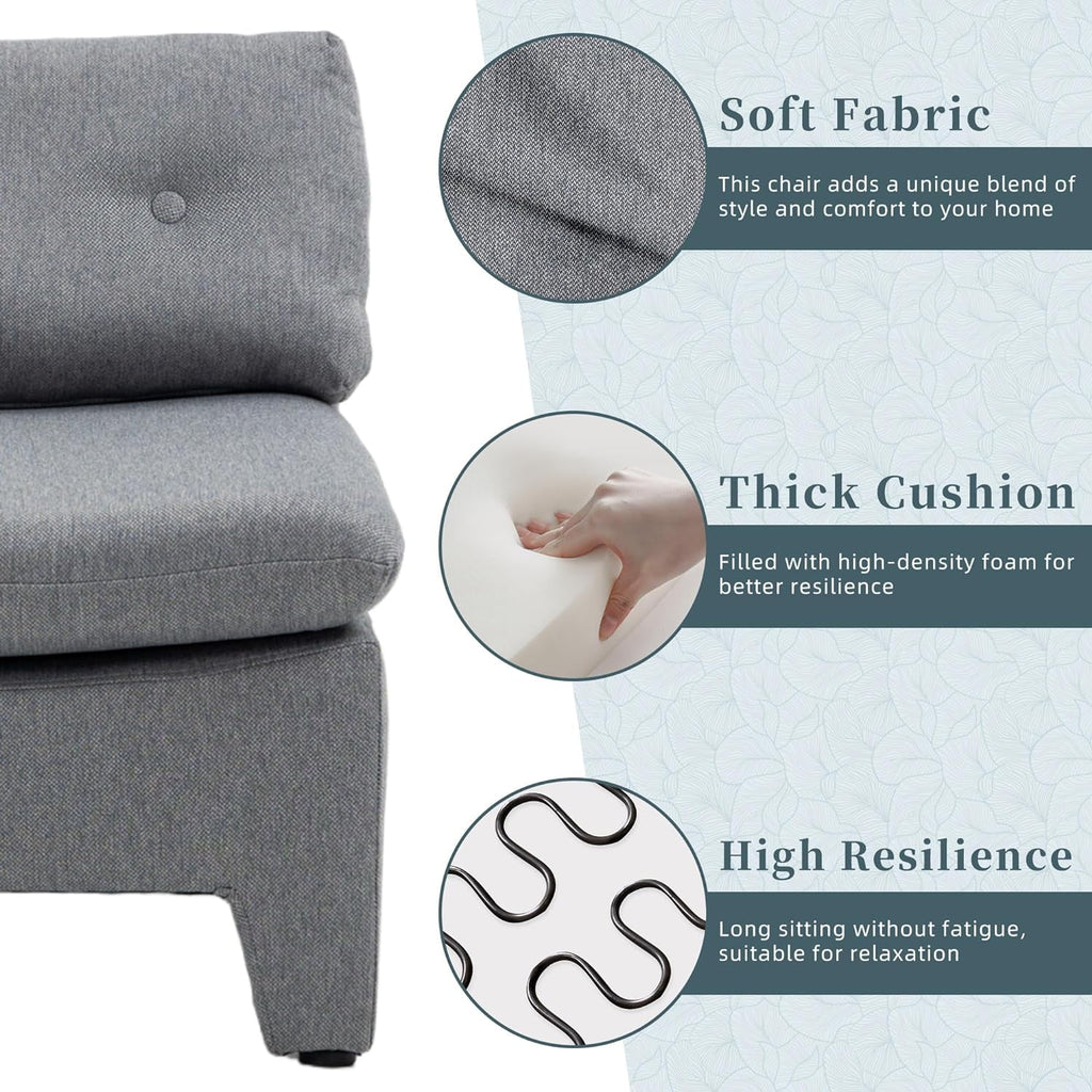 Gray Velvet Oversized Armless Chair A14367