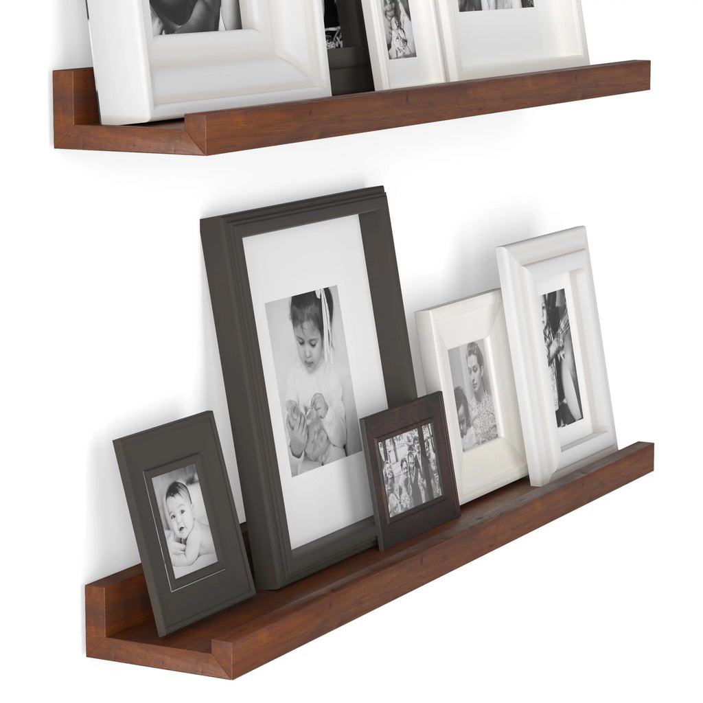 24" Walnut Wood Floating Shelves, Set of 2 S144