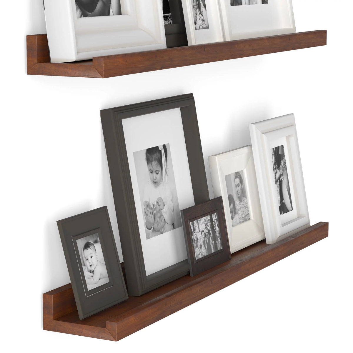 24" Walnut Wood Floating Shelves, Set of 2 S144