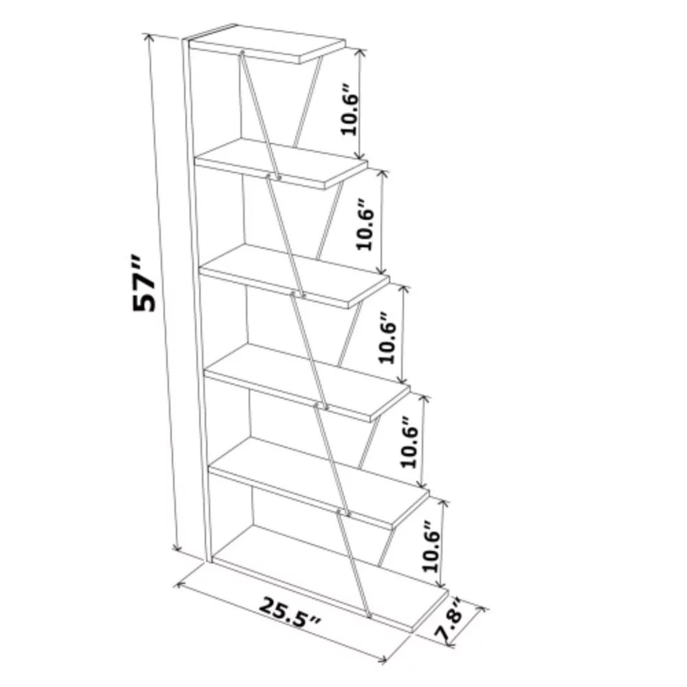 5 Tier White Ladder Bookshelf Z610287