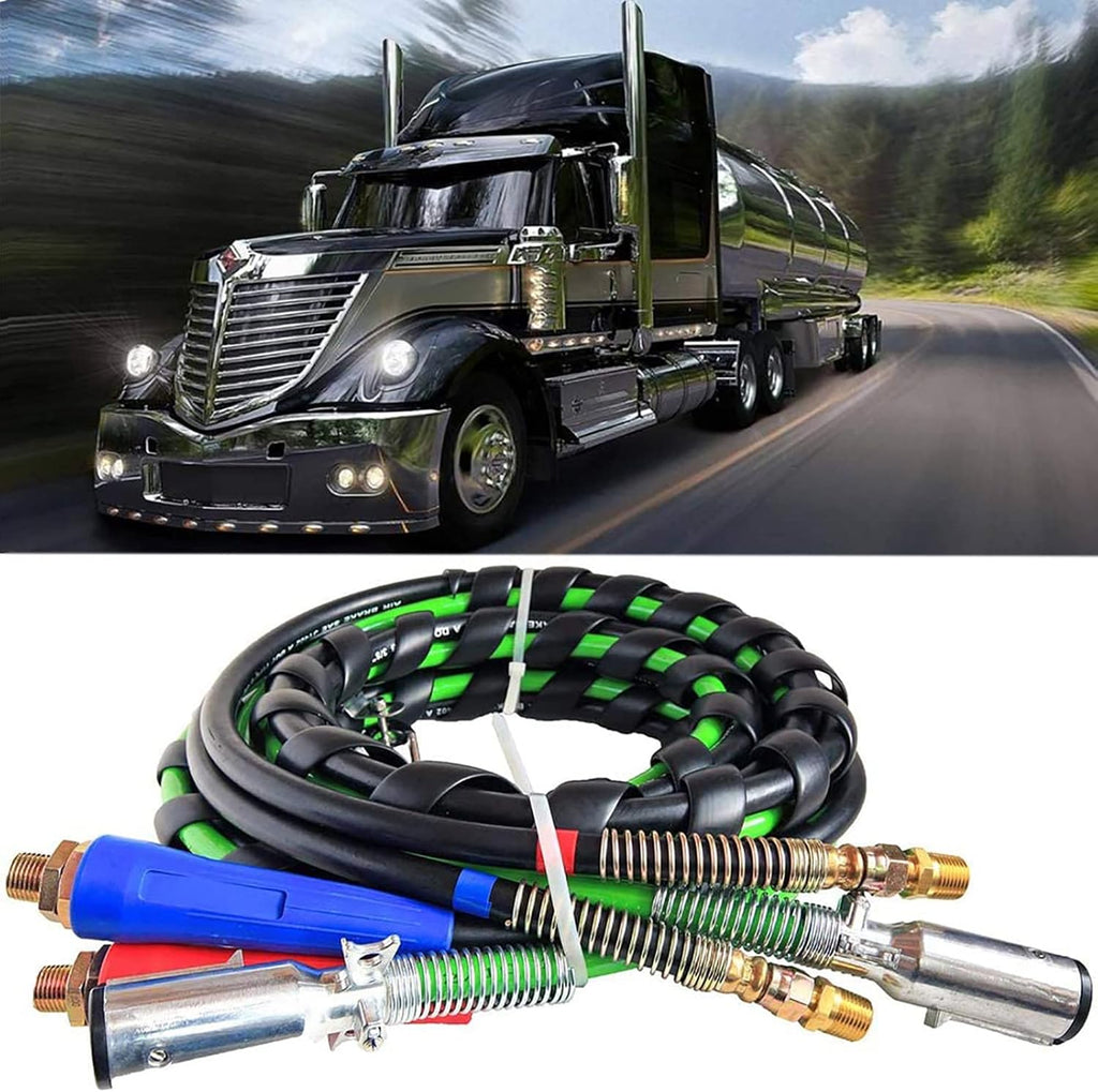 Semi Truck Trailer Tractor 3-in-1 Wrap Set ABS Air Power Line Hose Wrap 7 Way Electrical Rubber Air Hose Electrical Cable Wrap Air Line Hose 15' I4560