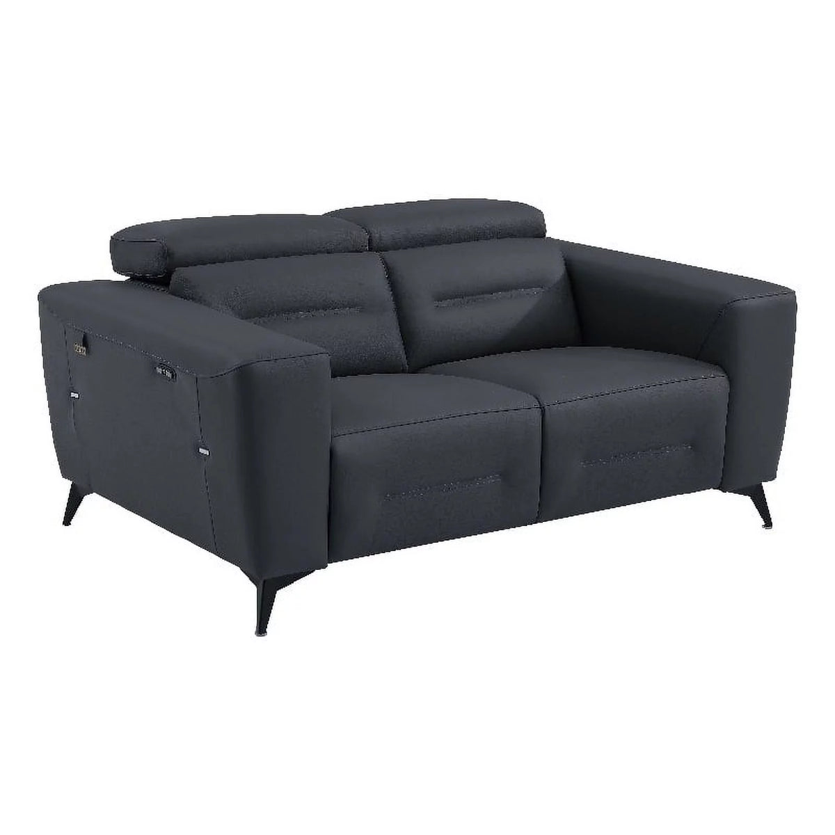 Dark Gray Italian Leather Power Recliner Loveseat W704115
