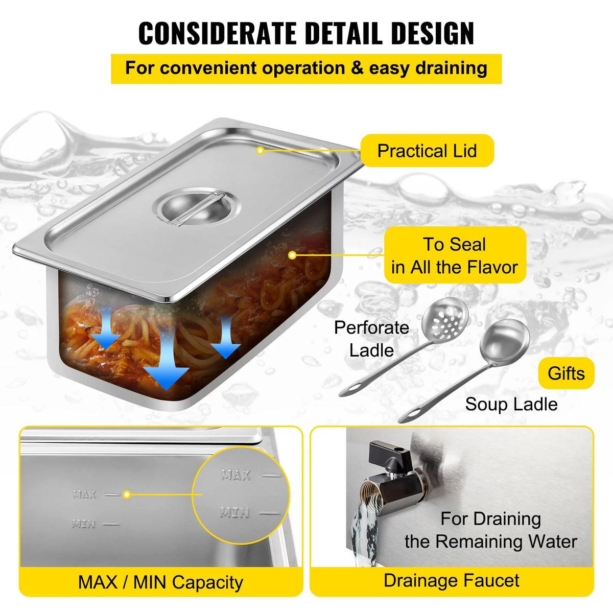 110V 4-Pan Stainless Steel Commercial Food Warmer 24 Qt X15655