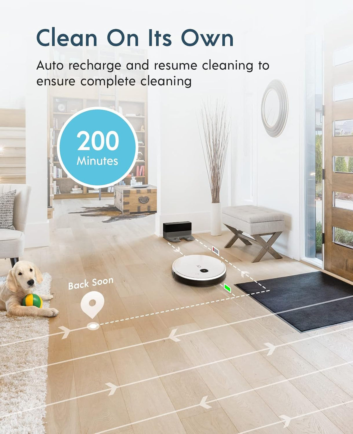 Robot Vacuum and Mop, 3000Pa Suction, 200mins Runtime A7889