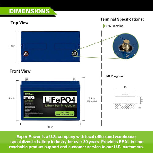 12V 100Ah Lithium LiFePO4 Deep Cycle Rechargeable Battery Q238987