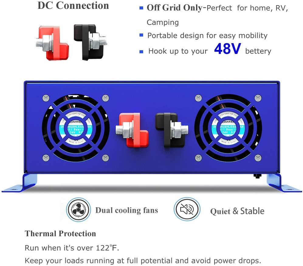 2000 Watt Pure Sine Wave Inverter 24V DC to 110v 120V AC E714