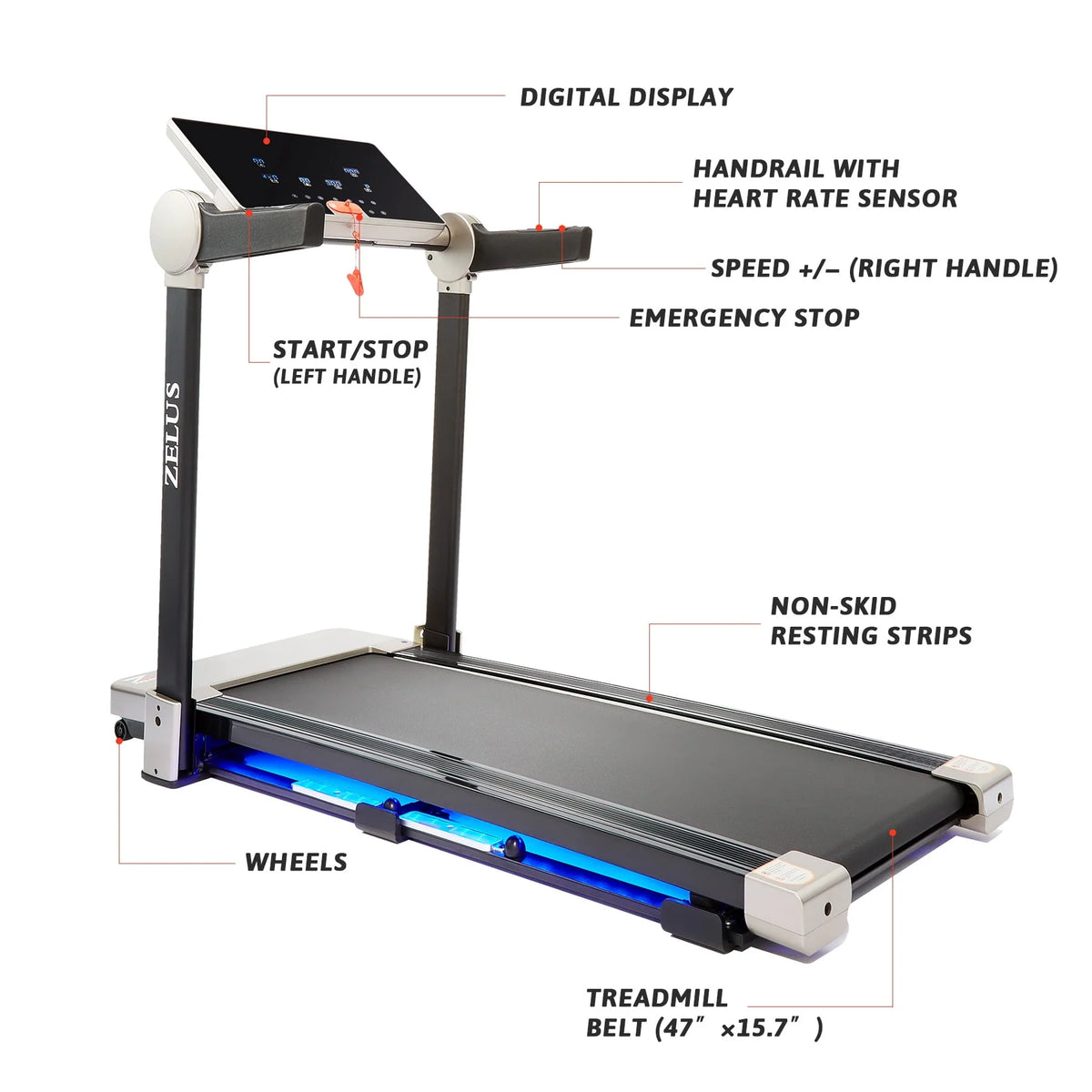 3HP Folding Treadmill with Bluetooth Speaker F720
