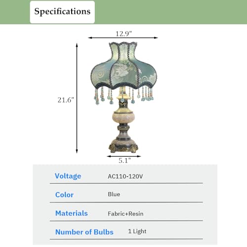 Blue Flower Decorative Table Lamp with Bead Curtain X101729