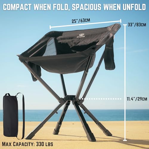 Portable Adjustable Height Folding Camping Chair Black J487185