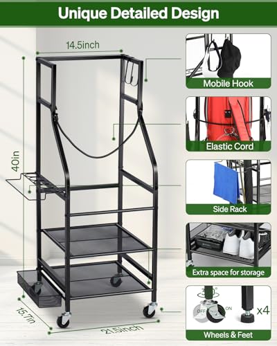 Golf Bag Storage Rack with Wheels B30826