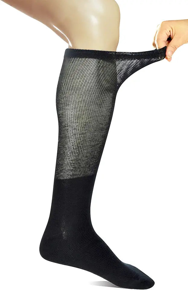 4 Pairs Mens Over the Calf Compression Diabetic Dress Socks Seamless Toe Size 13-15 S504